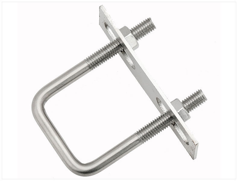 304不锈钢m6m8直角u型螺栓u型管卡u型螺丝带挡板方形骑马卡箍方62045