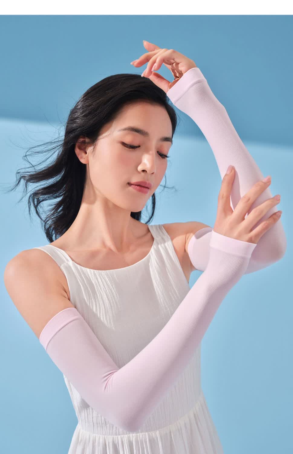 吻过夏季新款冰袖防晒袖套男女冰丝手套弹力手臂袖开车骑行户外护臂