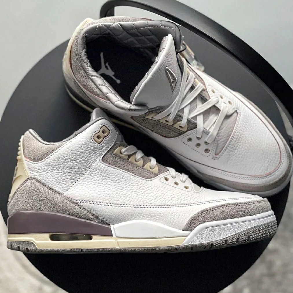 莆田纯原莆田鞋aj官网aj3藤原浩低帮篮球鞋米灰真气垫鞋男女运动鞋