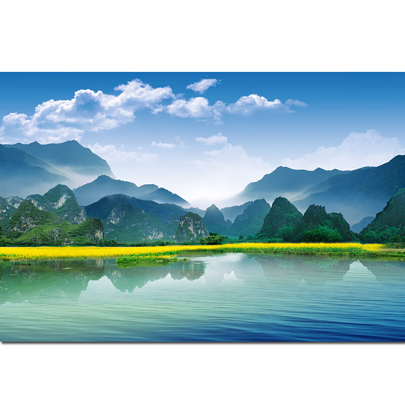 桂林山水风景画世界名胜靠山图财源滚滚电视背景客厅餐厅墙装饰画 28*