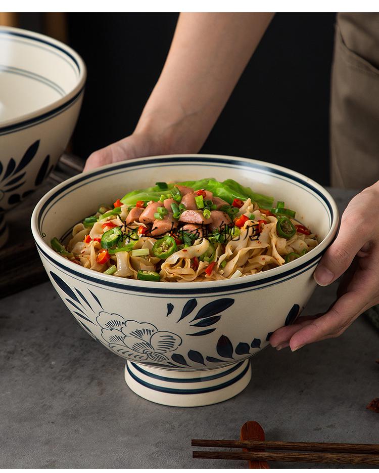 油泼面大碗 老关中特制陶瓷大碗 大号汤面碗老式 怀旧陕西裤带碗油泼