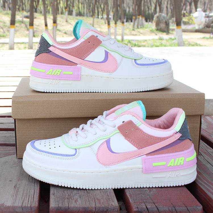 耐克新款aj马卡龙板鞋2022年新款少女系空军一号淡蓝粉休闲小白鞋