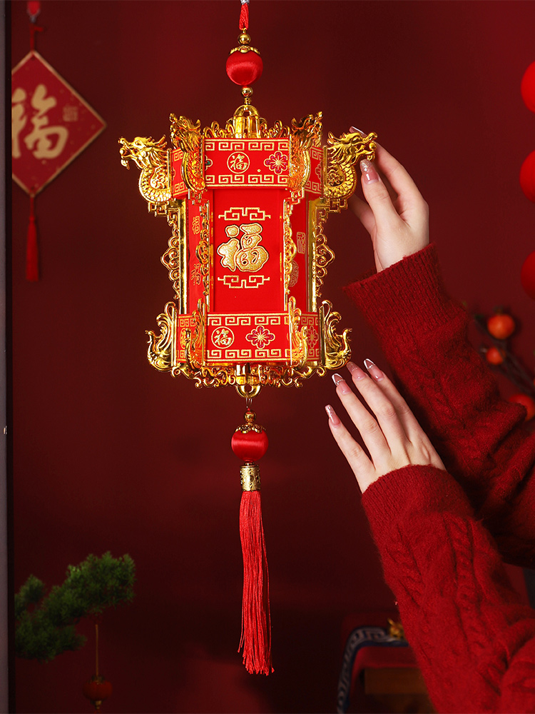新年大红灯笼中式红灯笼装饰布置创意宫灯大门户外挂饰大号长方形宫灯