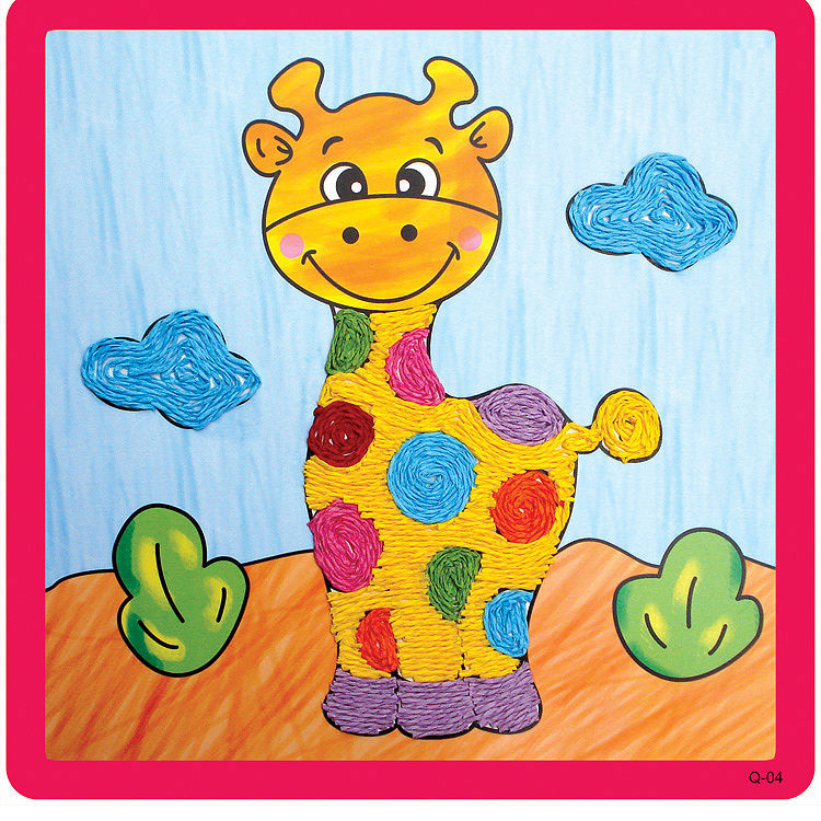 纸绳手工粘贴画diy手工制作彩色纸绳画儿童玩具立体粘贴画幼儿园q全套