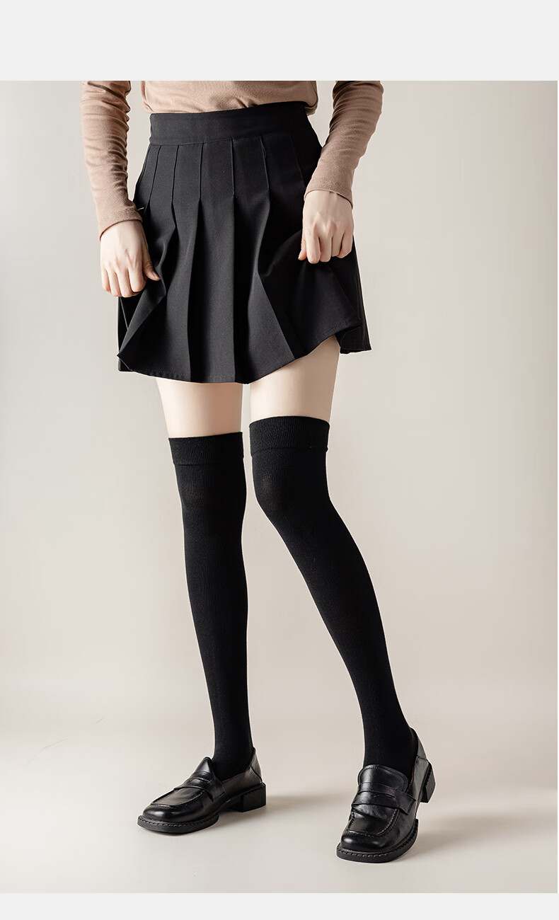 压力小腿袜女春秋jk长筒过膝袜子秋冬黑色半截白色高筒中筒袜压力小腿
