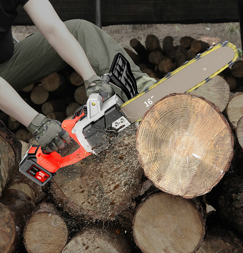 电锯家用锯柴10寸充电式伐木锯户外电链锯双锂电16寸电动锯子锯树 双