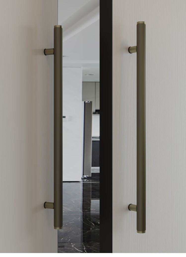 极简玻璃门拉手不锈钢黑白对装商店铺推拉有框实木门把手金色扶手1