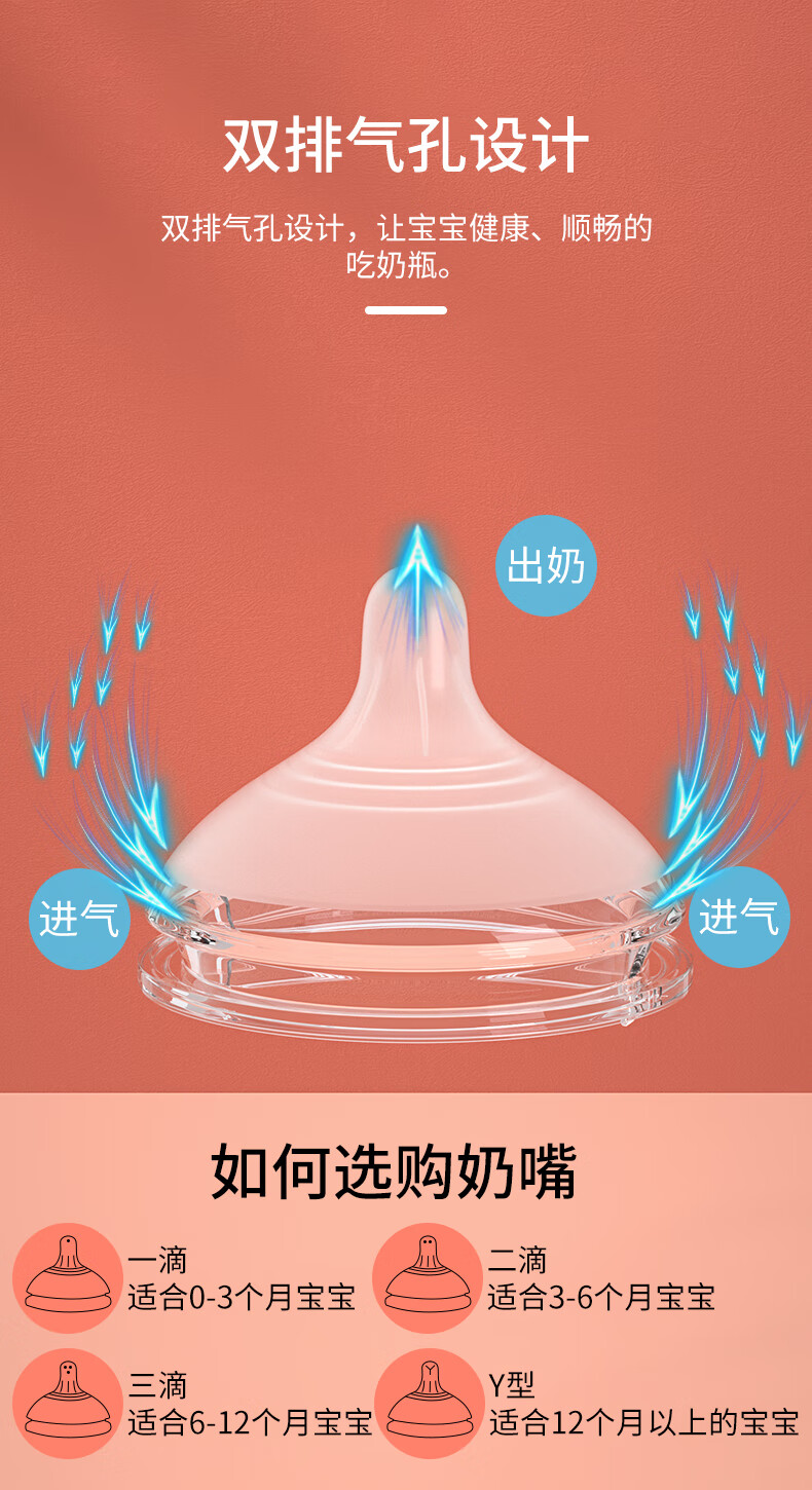 (孕贝迪优贝亲专卖)funpeer专用ppsu奶瓶奶嘴宽口径仿母乳仿真母乳实