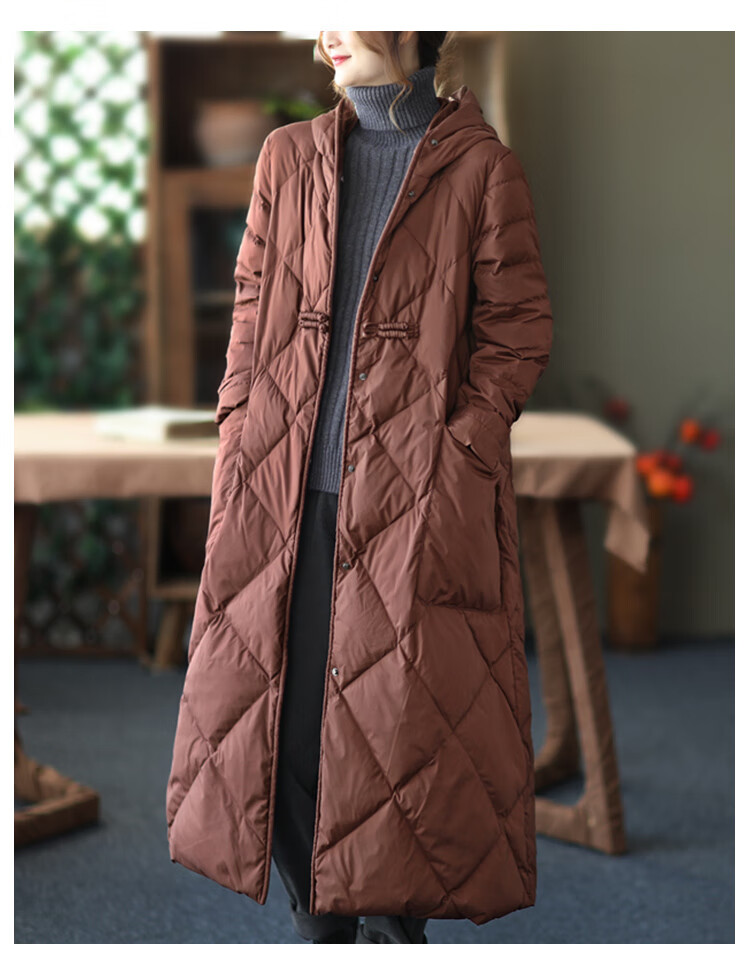 简当冬新款胖mm大码女装民国风盘扣棉衣外套休闲连帽过膝保暖加厚棉服