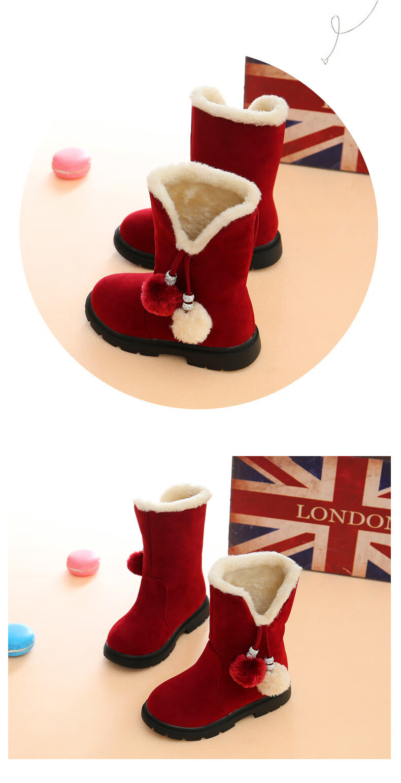 迪士尼5-11岁小学一年级7女孩8岁女童加绒马丁靴冬季女童长靴童靴亲子