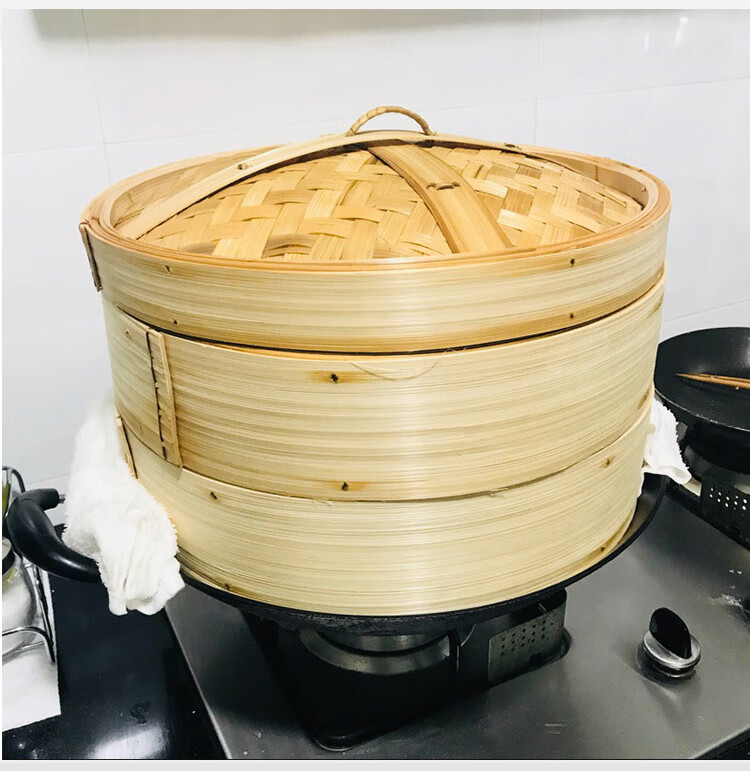竹蒸笼竹制家用蒸锅竹笼竹子笼屉沥水竹编包子蒸屉商用馒头蒸格 直径