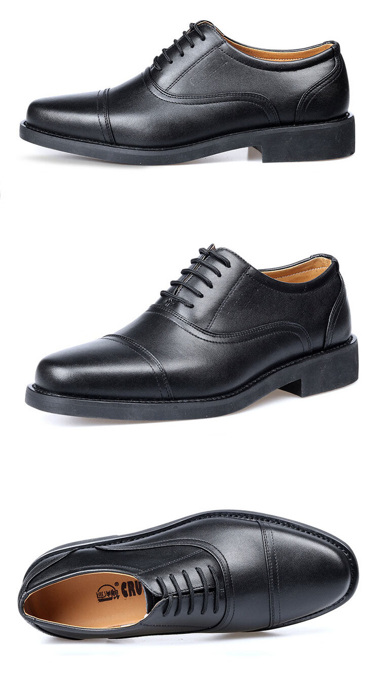 皮鞋巡洋舰3513三接头真皮固特异手工皮鞋男头层牛皮三节头鞋 系带款