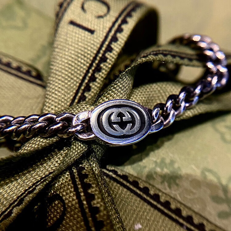gucci 古驰 互扣式双g925银时尚4mm双g手链 古巴链男女款 情侣同款潮
