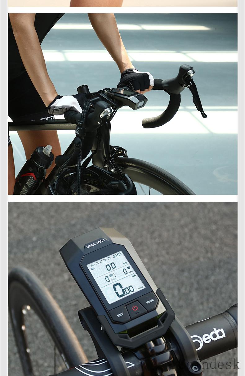 西,骑者无线自行车测速器 德规前灯码表蓝牙踏频心率带无线测速器山地