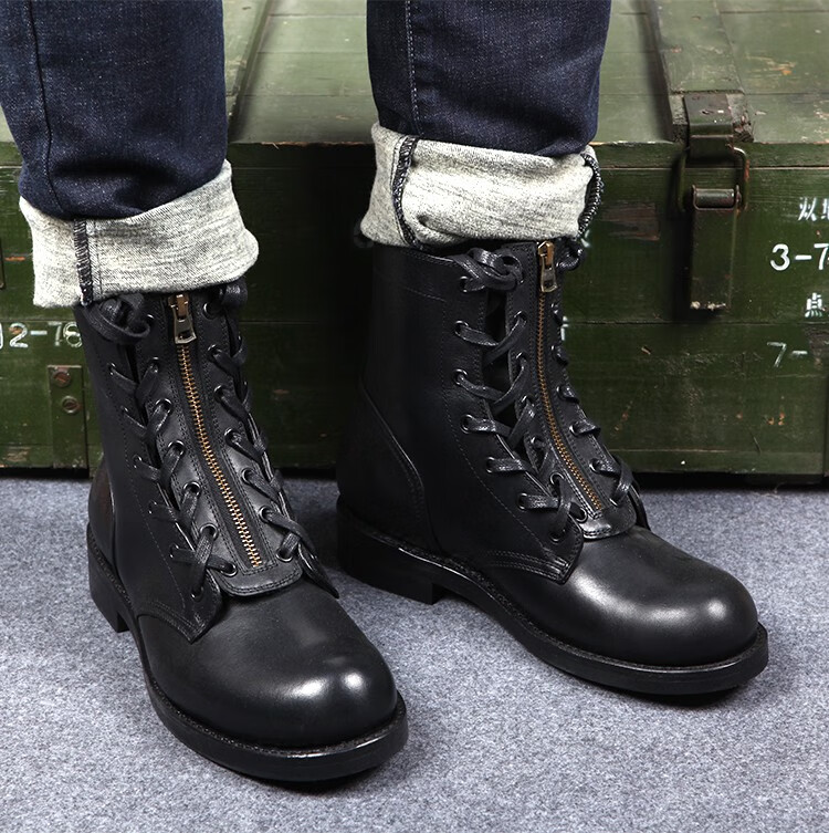 3516厂冬羊毛78式飞行靴真皮拉链飞行员棉皮靴加绒保暖高帮毛皮鞋品质