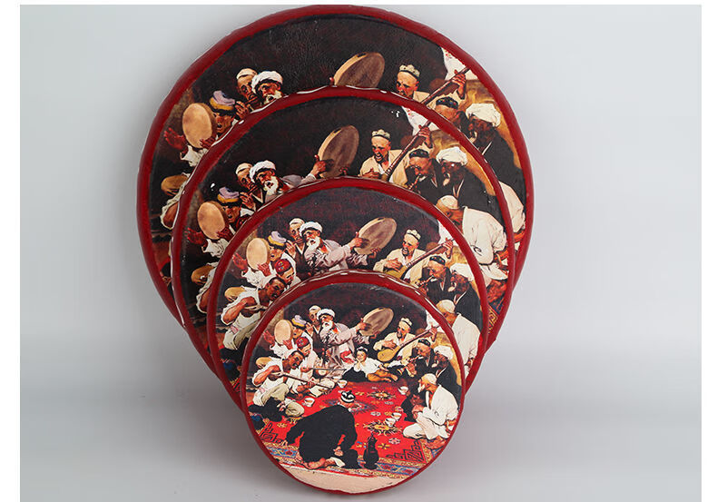 新疆手鼓维吾尔族手工民族乐器彩绘手鼓表演实木牛皮鼓f款15cm