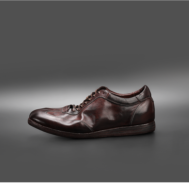 国际名品 (vipao)感袋鼠皮休闲皮鞋男2022新款牛皮底手工固特异商务男