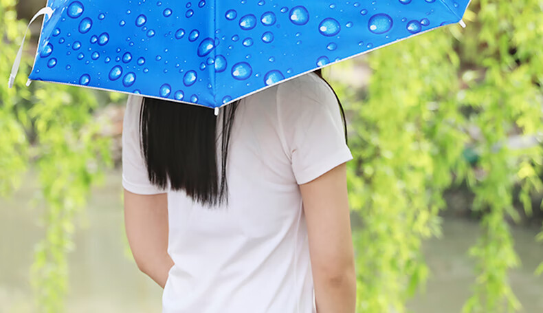 蝴蝶萱温珀戴在头上的雨伞雨伞帽头戴式钓鱼伞万象折叠户外加厚双层