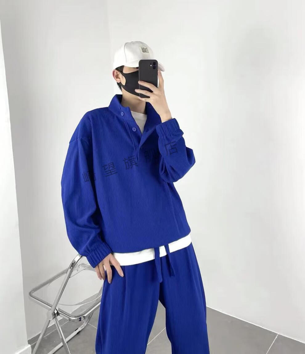 抖音同款北木先生服饰春夏新款男女同款时尚休闲套装22866橦华蓝色l