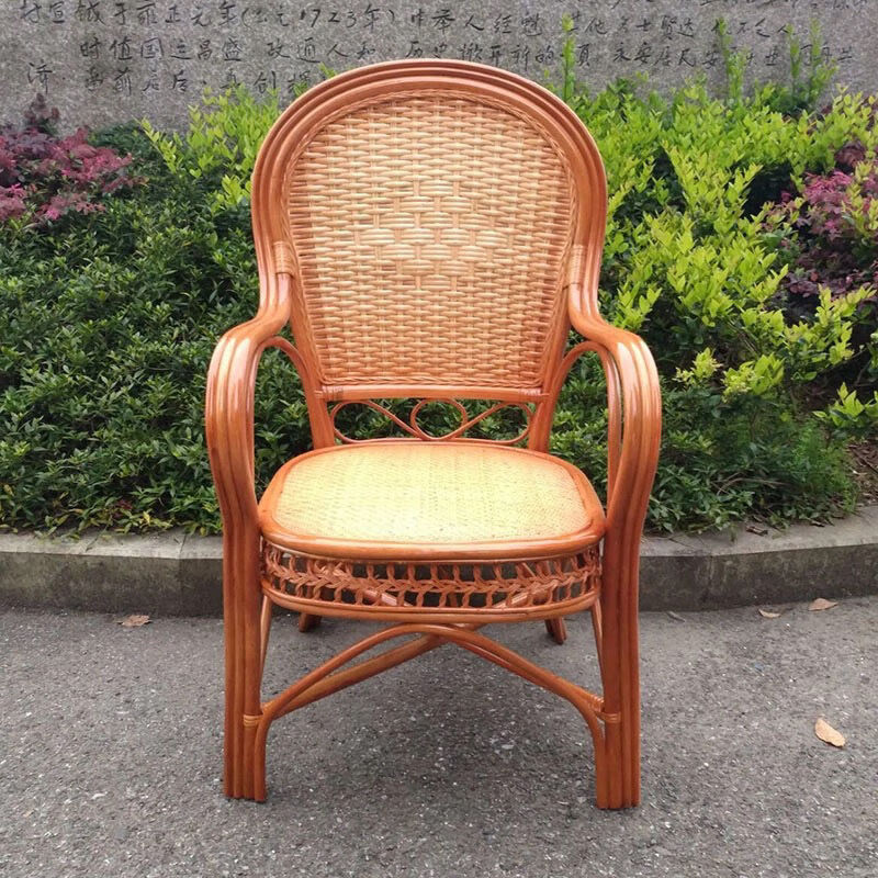 老人藤椅靠背椅子阳台桌椅家用舒适天然植物真藤编织扶手藤条腾椅网眼