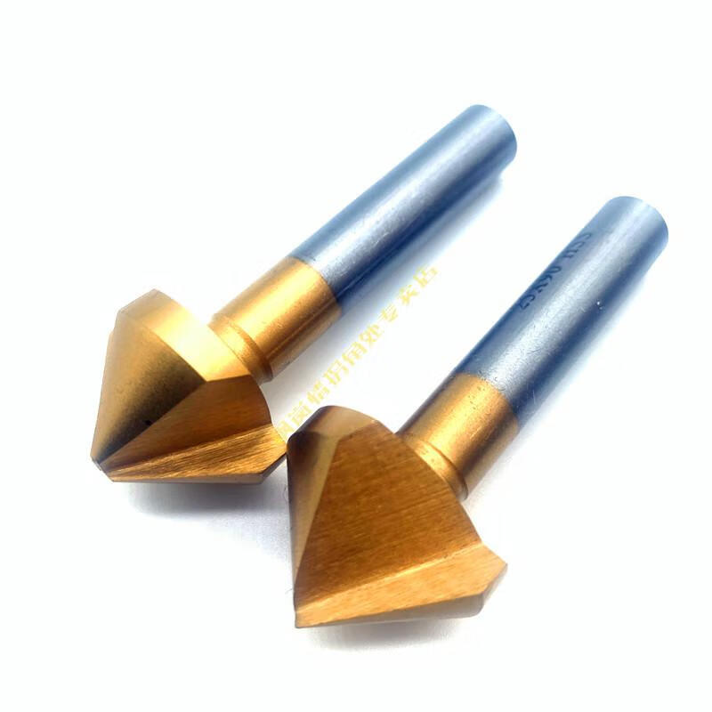 直柄镀钛90度倒角刀倒角器单刃三刃倒角钻头去毛刺修边窝头钻沉孔单刃
