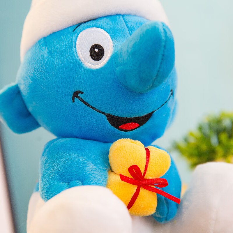 蓝精灵公仔 毛绒玩具卡通动漫蓝爸爸蓝妹妹笨笨送礼布娃娃儿童玩偶 带