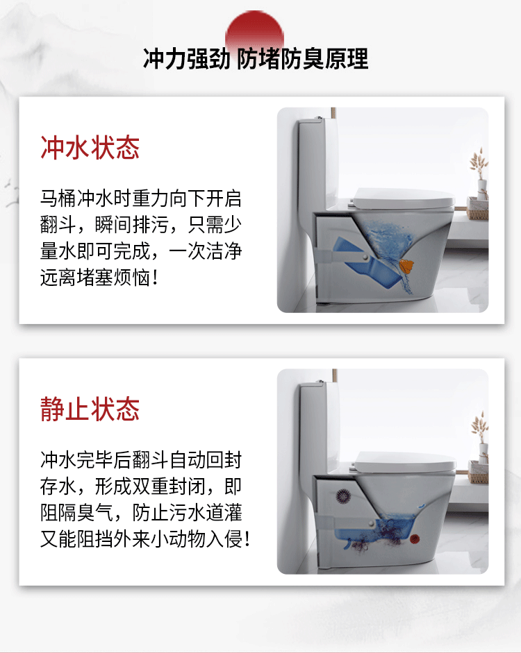 简约妮卡(jianyuenika) 日本家用翻板马桶陶瓷直冲式移位翻斗抽水直排