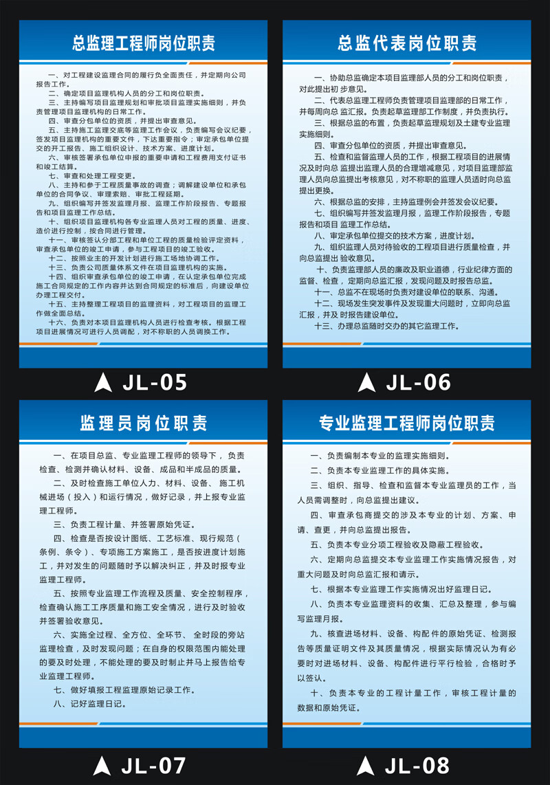 項目部監理制度施工項場監理工程師崗位職責監理部工作制度牌監理制度