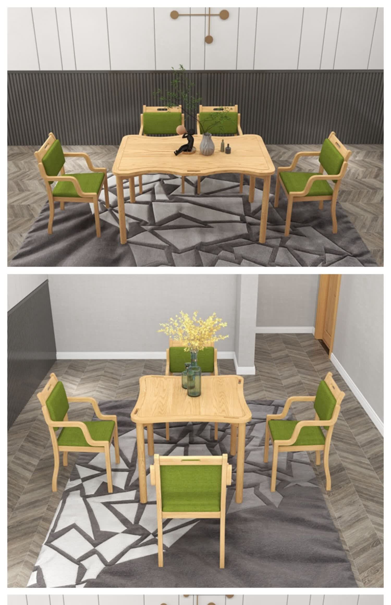 适老化餐桌椅实木桌子养老院日间照料老年人餐椅医养康养餐厅家具