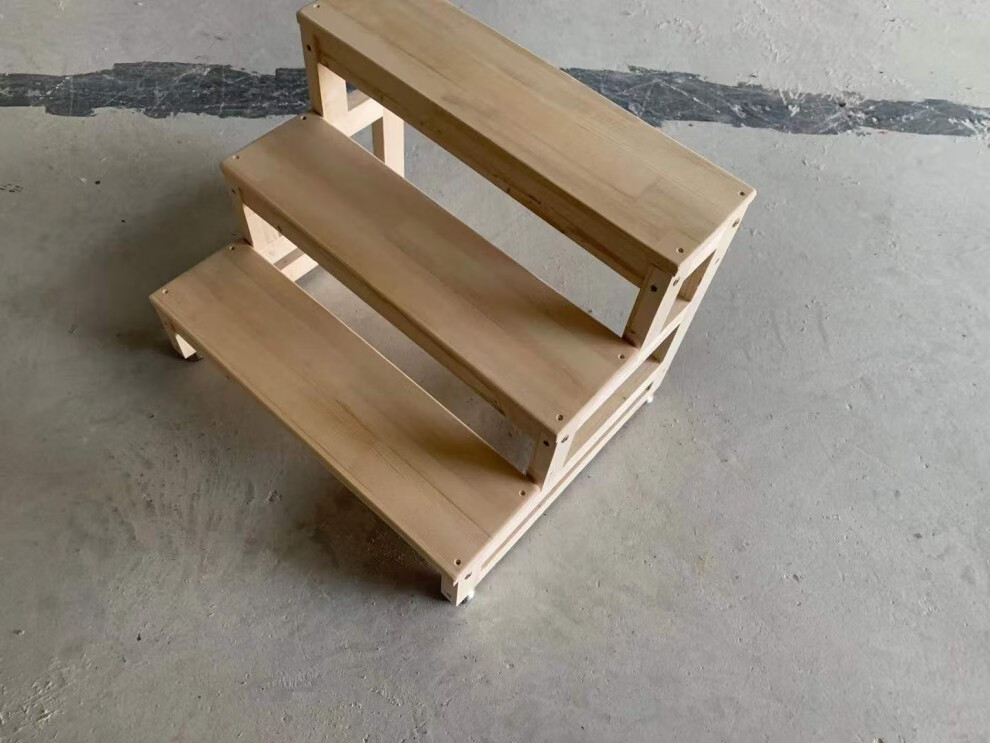 定制楼梯木梯子脚踩凳家用步步成人爬梯登高梯阳台台阶宽40深60高60