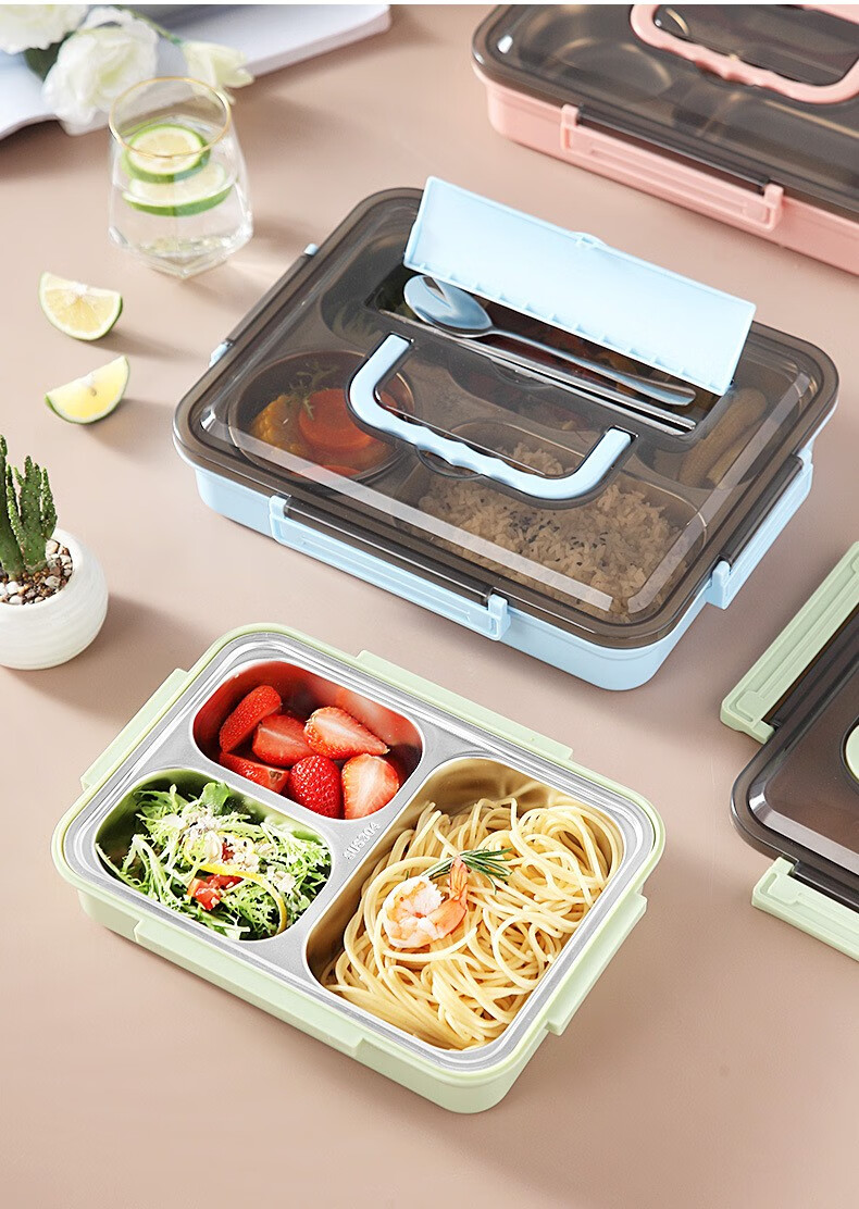 同款304多功能不锈钢饭盒便携餐具套装学生便当盒保温可定制logo情人