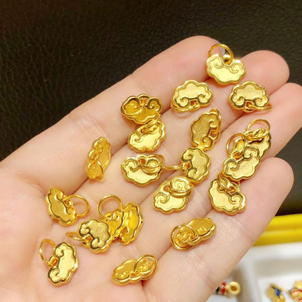 999硬黄金祥云锁片手链足金吊坠锁牌祥云如意金锁锁片吉祥如意圣诞