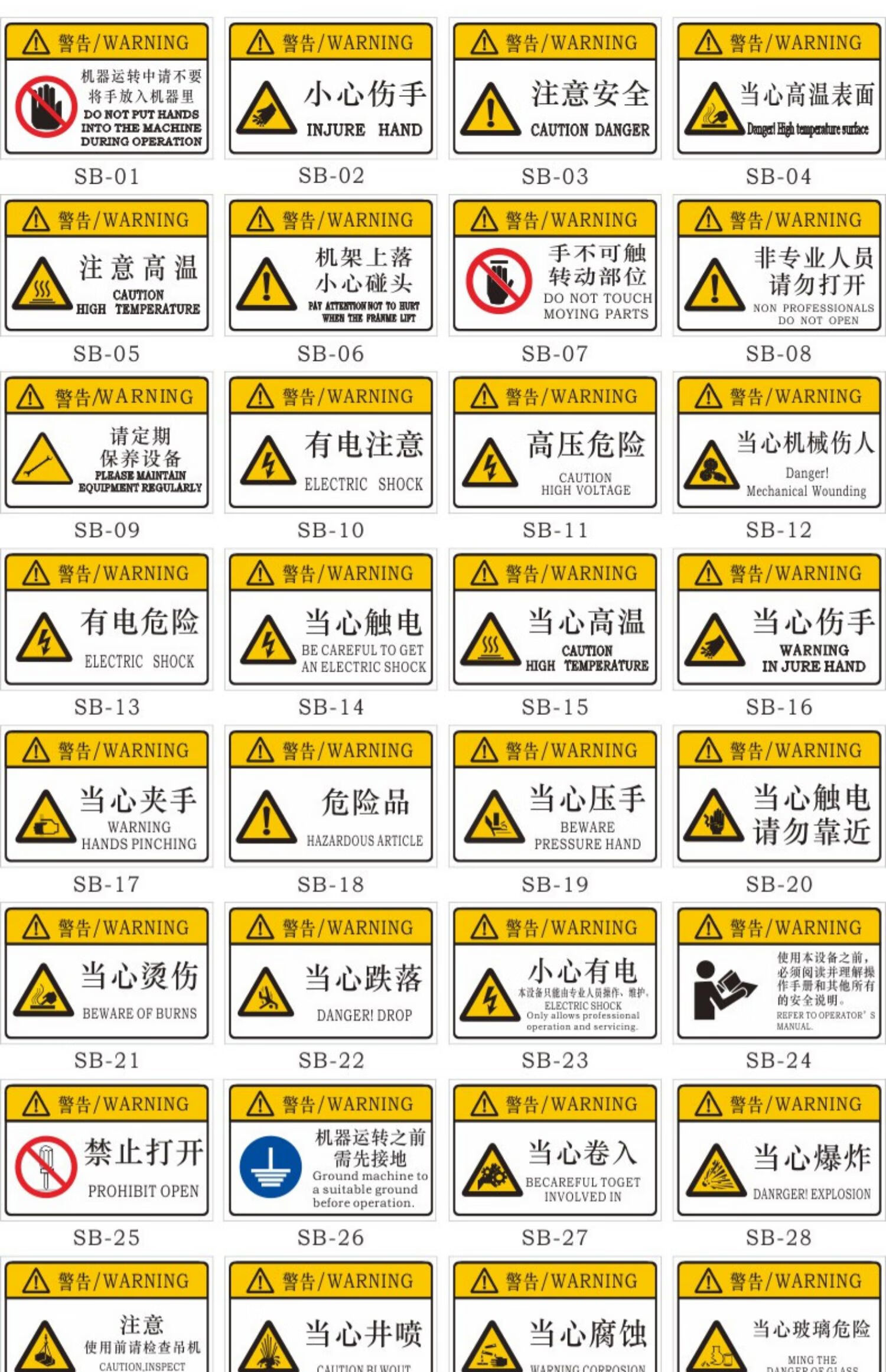 机械设备标识牌范本图片