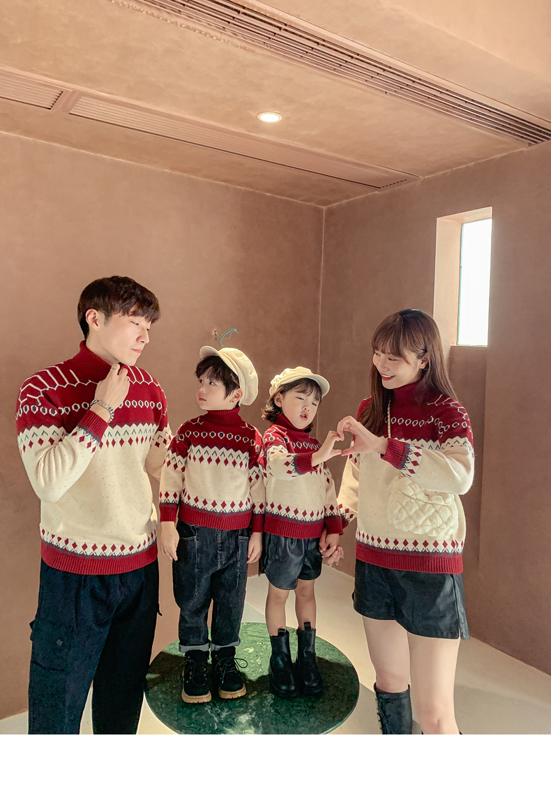 迪士尼特价捡漏圣诞亲子装冬款2021新款潮一家三口母子毛衣秋冬母女装