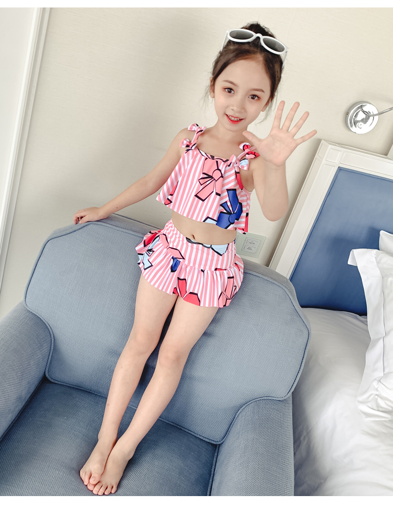 鸿星尔克官方儿童游泳衣女婴儿可爱女孩女童比基尼套装宝宝分体小童