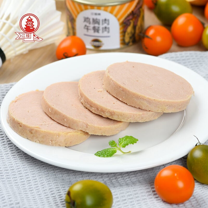 江楼牌鸡胸肉即食午餐肉罐头较低脂健身解馋速食零食一周套餐227g鸡胸