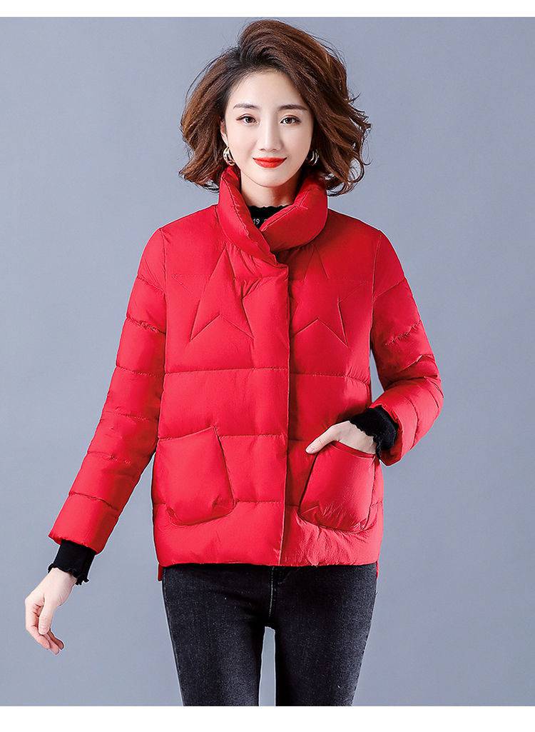 个子中年妈妈冬季外套休闲小棉袄女士女生保暖棉衣袄子黑色xl115125斤