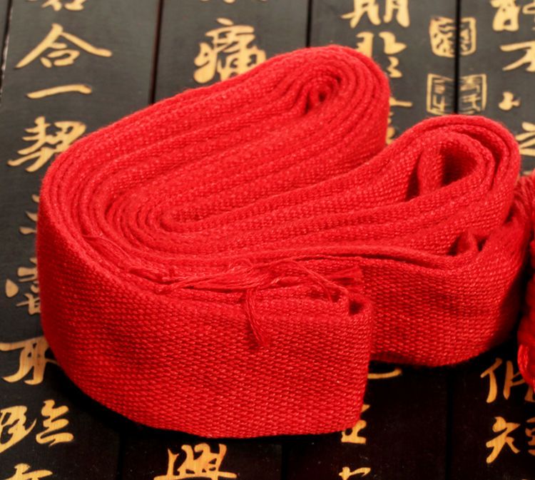 本命年红腰带女无字虎年男女红腰带双层本命年祈福线绳编织棉线婚庆
