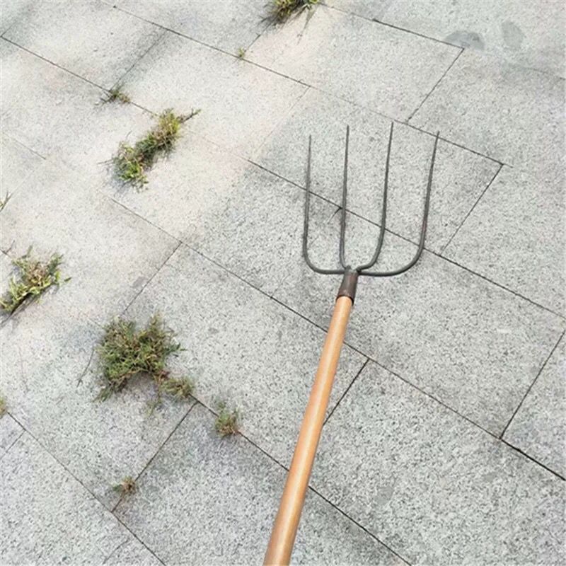 叉子农用钢叉三股四股大铁叉实心草叉 叉落叶园林工具挑草垃圾叉 奔新