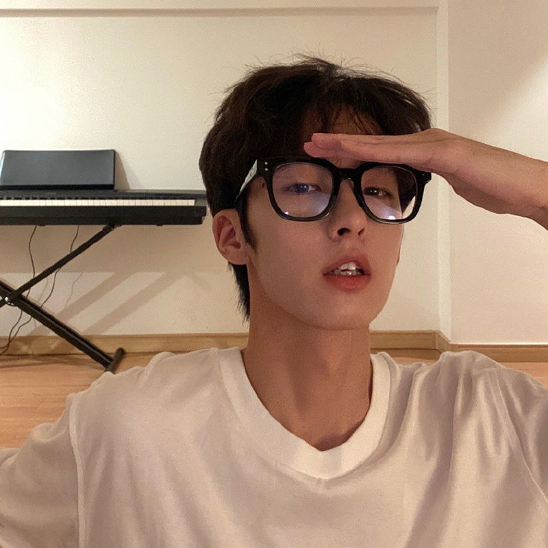 韩版复古方形镜框男潮眼镜帅气防蓝光大脸粗黑框眼镜架透明框0度眼镜