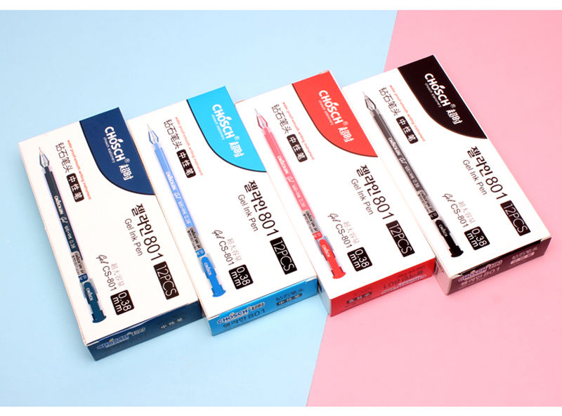 钻石头中性笔黑色05mm超大容量笔in高颜值学生针管头038签字笔蓝色