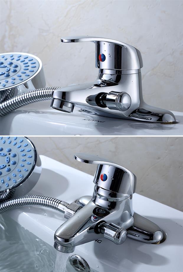 家用冷热水龙头洗脸面盆双孔洗手盆老式卫生间浴盆两用洗手盘厕所t35