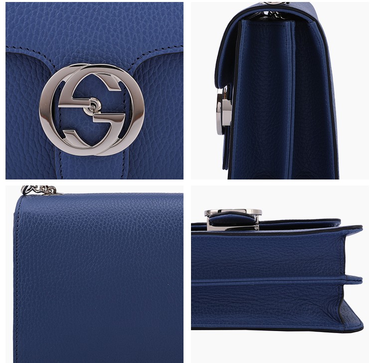 gucci古驰女士小号女差风琴斜挎单肩包510304cao0g4231深蓝色