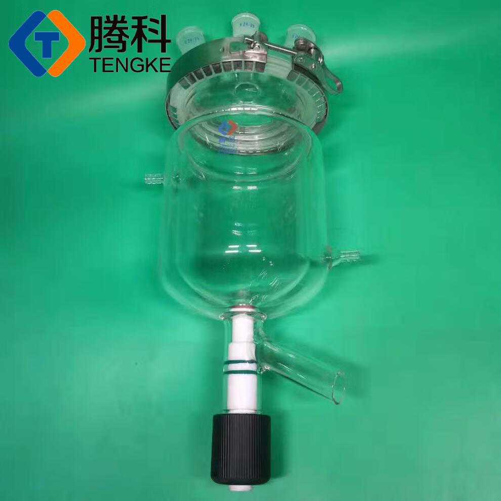 三四口烧瓶玻璃反应釜开口夹套反应器双层250ml500ml1l实验冷却釜 500