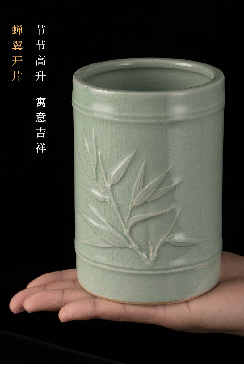 廷怀窑汝窑笔筒李廷怀汝州汝瓷毛笔笔筒复古中国风廷怀窑北宋张公巷卵