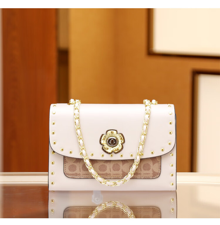 香港代购mk真皮专柜正丶品女包22新款质感链条山茶花手提单肩斜挎包送