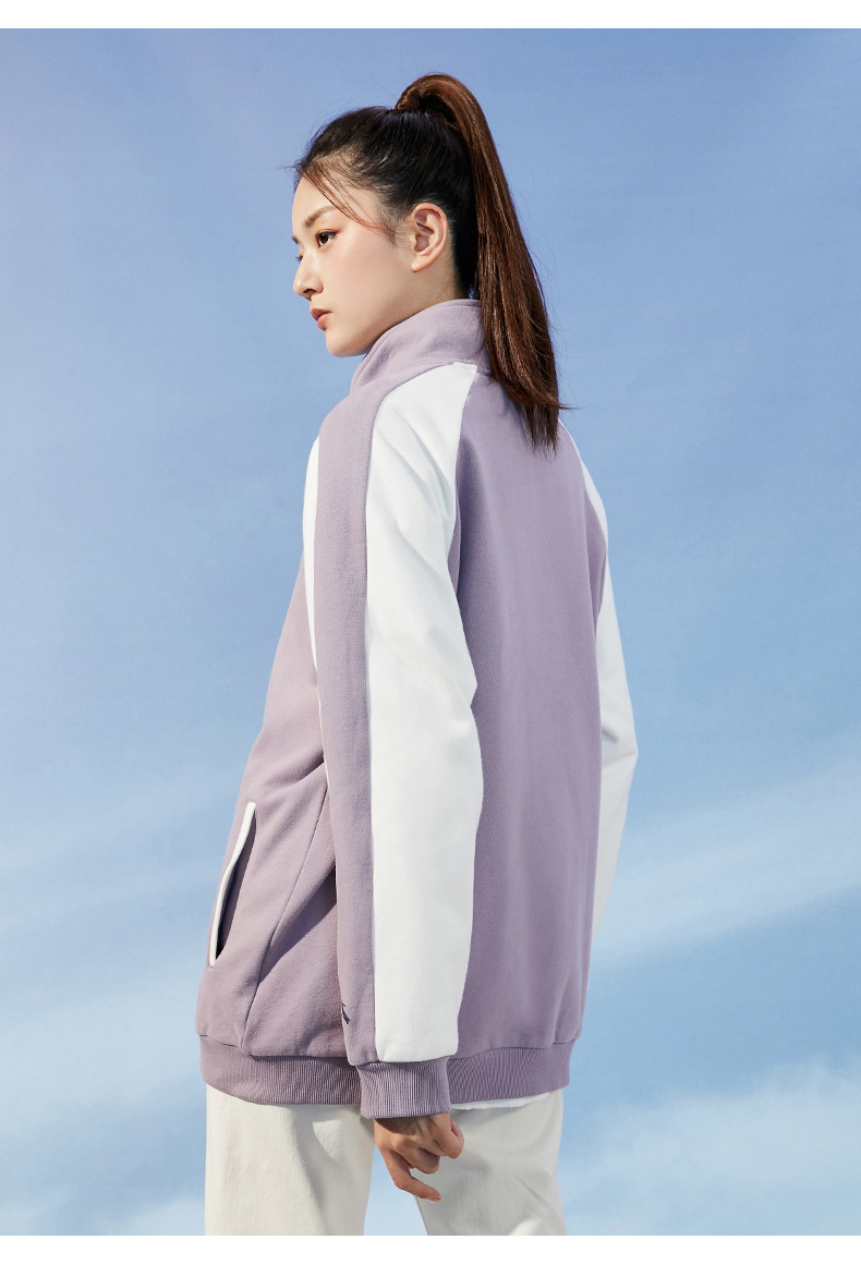 安踏运动外套女装2022春季新款立领宽松外套运动上衣官方旗舰语兰紫1