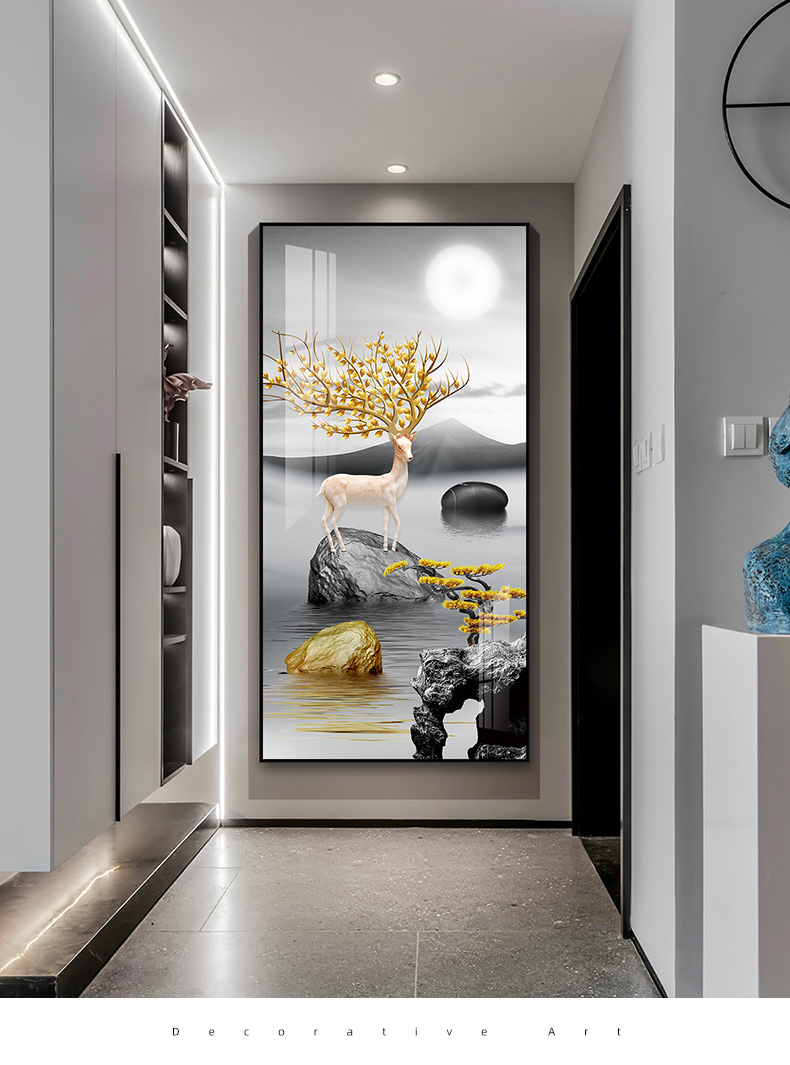 创森小米生态家居现代简约入户玄关装饰画轻奢大气走廊尽头挂画客厅