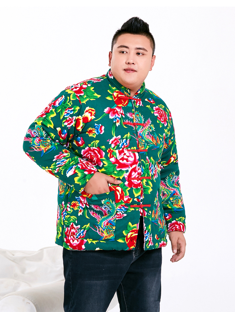 东北大花棉袄加肥加大布棉衣男特大号棉花手工棉衣加厚胖人定做外套