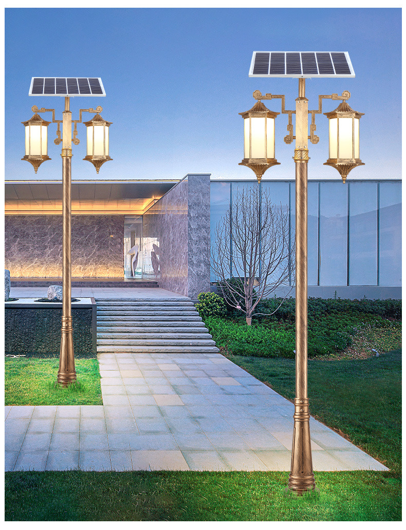 安达通太阳能灯led亮户外防水家用小区花园别墅新农村庭院3米高杆路灯